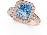 Rose gold Fancy Blue Radiant  Halo Pavé Diamond Engagement Ring with Bezel Setting_21
