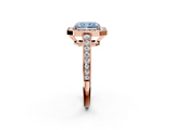 Rose gold Fancy Blue Radiant  Halo Pavé Diamond Engagement Ring with Bezel Setting_22