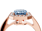 Rose gold Fancy Blue Radiant  Halo Pavé Diamond Engagement Ring with Bezel Setting_24