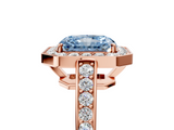 Rose gold Fancy Blue Radiant  Halo Pavé Diamond Engagement Ring with Bezel Setting_25
