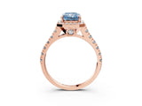 Rose gold Fancy Blue Radiant  Halo Pavé Diamond Engagement Ring with Four-Prong Setting_29