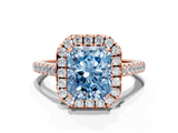Rose gold Fancy Blue Radiant  Halo Pavé Diamond Engagement Ring with Four-Prong Setting_3