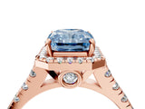 Rose gold Fancy Blue Radiant  Halo Pavé Diamond Engagement Ring with Four-Prong Setting_30