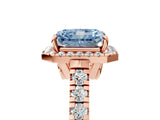Rose gold Fancy Blue Radiant  Halo Pavé Diamond Engagement Ring with Four-Prong Setting_31
