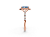 Rose gold Fancy Blue Radiant  Halo Pavé Diamond Engagement Ring with Four-Prong Setting_5