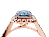 Rose gold Fancy Blue Radiant  Halo Pavé Diamond Engagement Ring with Four-Prong Setting_7
