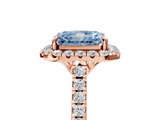 Rose gold Fancy Blue Radiant  Halo Pavé Diamond Engagement Ring with Four-Prong Setting_8