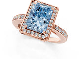 Rose gold Fancy Blue Radiant  Halo Pave Band Solitaire Ring with Prong Setting_67