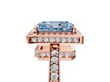 Rose gold Fancy Blue Radiant  Halo Pave Band Solitaire Ring with Prong Setting_71