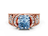 Rose gold Fancy Blue Radiant  Halo Pave Diamond Engagement Ring with Milgrain Detailing_49