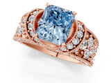 Rose gold Fancy Blue Radiant  Halo Pave Diamond Engagement Ring with Milgrain Detailing_50