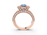 Rose gold Fancy Blue Radiant  Halo Pave Diamond Engagement Ring with Milgrain Detailing_52