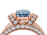 Rose gold Fancy Blue Radiant  Halo Pave Diamond Engagement Ring with Milgrain Detailing_53