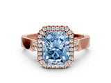 Rose gold Fancy Blue Radiant  Halo Pave Split Shank Prong Setting Ring_26