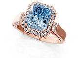 Rose gold Fancy Blue Radiant  Halo Pave Split Shank Prong Setting Ring_27