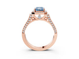 Rose gold Fancy Blue Radiant  Halo Pave Split Shank Prong Setting Ring_29