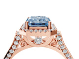 Rose gold Fancy Blue Radiant  Halo Pave Split Shank Prong Setting Ring_30
