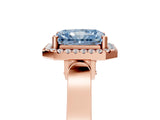 Rose gold Fancy Blue Radiant  Halo Pave Split Shank Prong Setting Ring_31