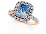 Rose gold Fancy Blue Radiant  Halo Round Diamond Pavé Band Four-Prong Ring_4
