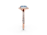 Rose gold Fancy Blue Radiant  Halo Round Diamond Pavé Band Four-Prong Ring_5