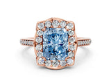 Rose gold Fancy Blue Radiant  Halo Round Diamond Pave Band with Four-Prong Setting_38