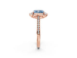 Rose gold Fancy Blue Radiant  Halo Round Diamond Pave Band with Four-Prong Setting_40
