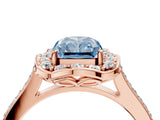 Rose gold Fancy Blue Radiant  Halo Round Diamond Pave Band with Four-Prong Setting_42