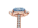 Rose gold Fancy Blue Radiant  Halo Round Diamond Pave Band with Four-Prong Setting_43