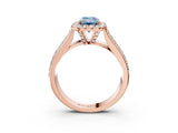 Rose gold Fancy Blue Radiant  Halo Round Diamond Pave Band with Prong Setting 4
