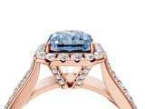 Rose gold Fancy Blue Radiant  Halo Round Diamond Pave Band with Prong Setting_42