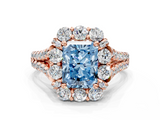 Rose gold Fancy Blue Radiant  Halo Split Shank Diamond Engagement Ring with Pave Band and Four-Prong Setting_54