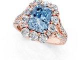 Rose gold Fancy Blue Radiant  Halo Split Shank Diamond Engagement Ring with Pave Band and Four-Prong Setting_55