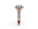 Rose gold Fancy Blue Radiant  Halo Split Shank Diamond Engagement Ring with Pave Band and Four-Prong Setting_56