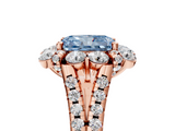 Rose gold Fancy Blue Radiant  Halo Split Shank Diamond Engagement Ring with Pave Band and Four-Prong Setting_59
