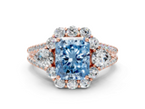 Rose gold Fancy Blue Radiant  Halo Split Shank Diamond Engagement Ring with Prong Setting_18
