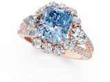 Rose gold Fancy Blue Radiant  Halo Split Shank Diamond Engagement Ring with Prong Setting_19