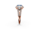 Rose gold Fancy Blue Radiant  Halo Split Shank Diamond Engagement Ring with Prong Setting_20
