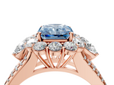 Rose gold Fancy Blue Radiant  Halo Split Shank Diamond Engagement Ring with Prong Setting_22