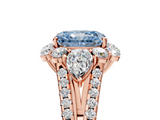 Rose gold Fancy Blue Radiant  Halo Split Shank Diamond Engagement Ring with Prong Setting_23