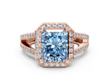 Rose gold Fancy Blue Radiant  Halo Split Shank Diamond Ring with Four-Prong Setting_32