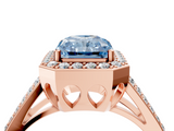 Rose gold Fancy Blue Radiant  Halo Split Shank Diamond Ring with Four-Prong Setting_36