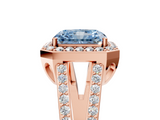 Rose gold Fancy Blue Radiant  Halo Split Shank Diamond Ring with Four-Prong Setting_37