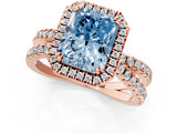 Rose gold Fancy Blue Radiant  Halo Split Shank Diamond Ring with Pavé Setting_27
