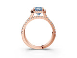 Rose gold Fancy Blue Radiant  Halo Split Shank Diamond Ring with Pavé Setting_29