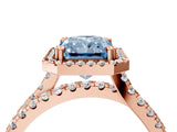 Rose gold Fancy Blue Radiant  Halo Split Shank Diamond Ring with Pavé Setting_30