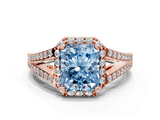 Rose gold Fancy Blue Radiant  Halo Split Shank Diamond Ring with Prong Setting_20