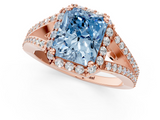 Rose gold Fancy Blue Radiant  Halo Split Shank Diamond Ring with Prong Setting_21