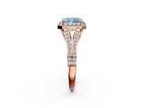 Rose gold Fancy Blue Radiant  Halo Split Shank Diamond Ring with Prong Setting_22