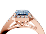 Rose gold Fancy Blue Radiant  Halo Split Shank Diamond Ring with Prong Setting_24