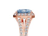 Rose gold Fancy Blue Radiant  Halo Split Shank Diamond Ring with Prong Setting_25